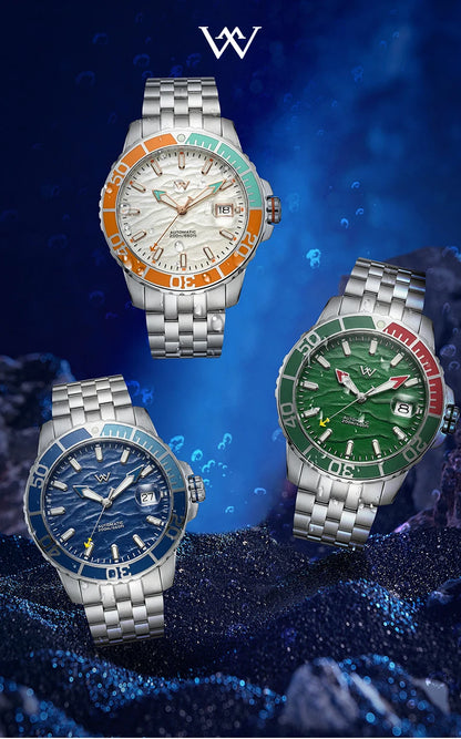 WM Watch Automatic Mechanical Watches NH35 Anti-reflective 200 Water Resistant Sapphire Crystal Welly Merck Watch WM206