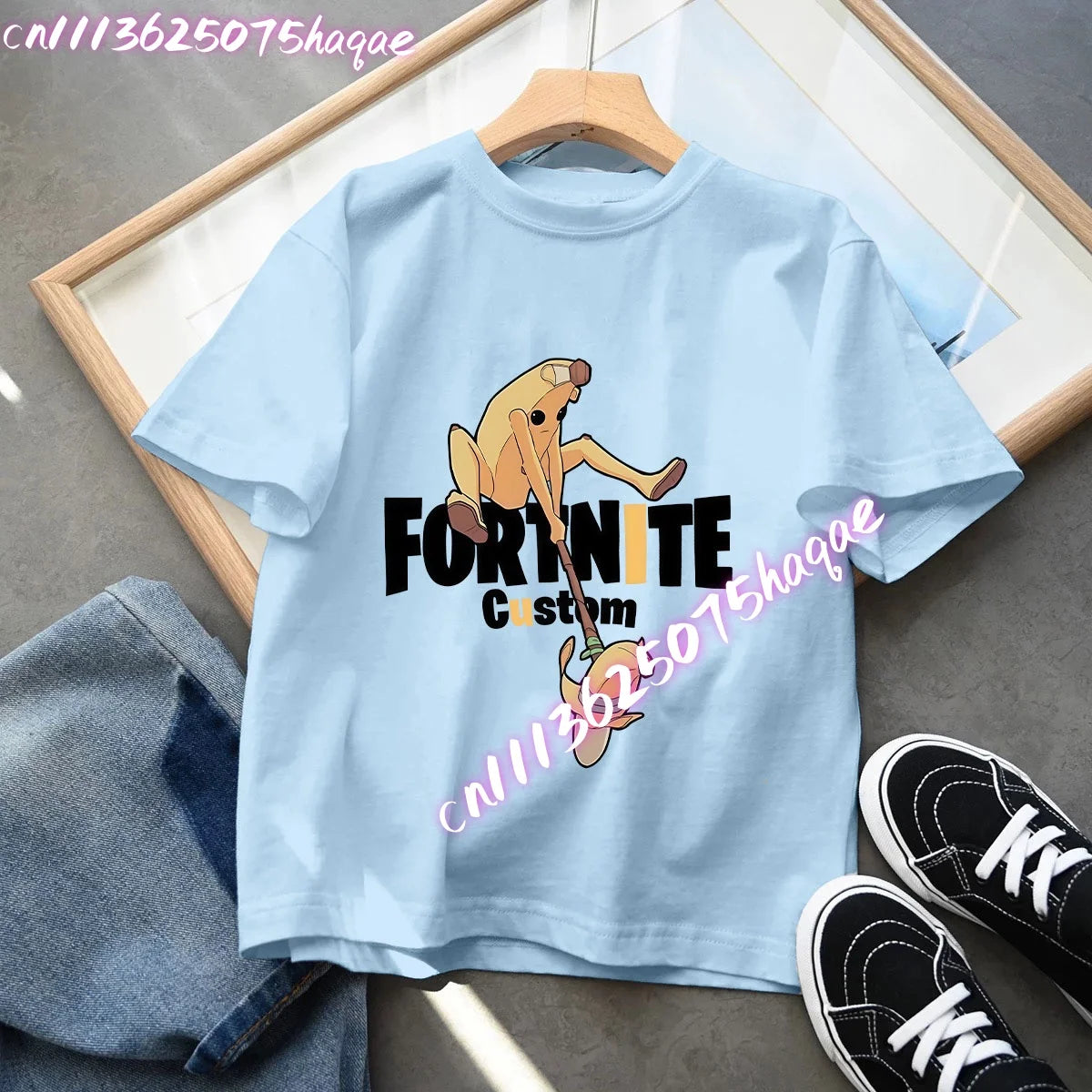 T-shirt blu in cotone per bambini Fortnites, maglietta a maniche corte Fortress Night per bebè, capo estivo cartoon per bambini e bambine, top kawaii, idea regalo