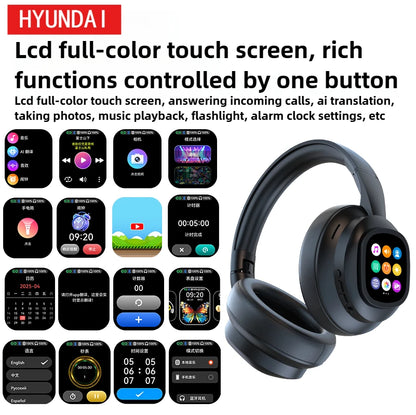 Auscultadores Bluetooth Sem Fios HYUNDAI X1PRO com Tradução por IA 6.0 – Mais de 100 Idiomas, Controlo Tátil, Ecrã LED e Cancelamento de Ruído