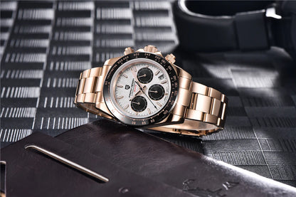 PAGANI DESIGN V2 40MM Meteorite Dial Men Quartz Watches Sapphire Retro Chronograph Waterproof Watch For Men