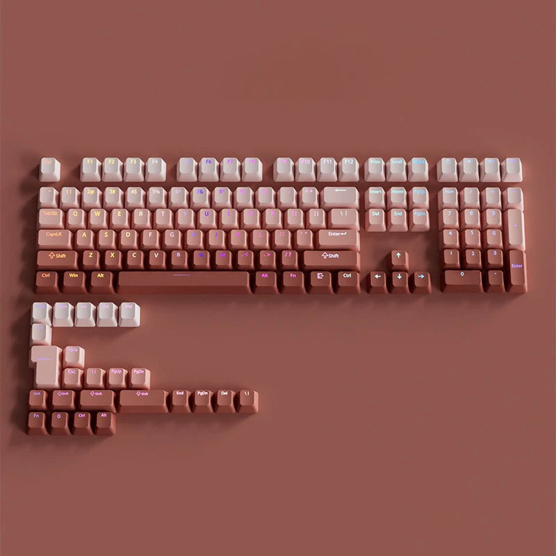 Keycap RGB gamer retroilluminati a gradiente per tastiera meccanica con switch MX, profilo OEM, PBT bianco e blu, layout ISO, tasti fai da te