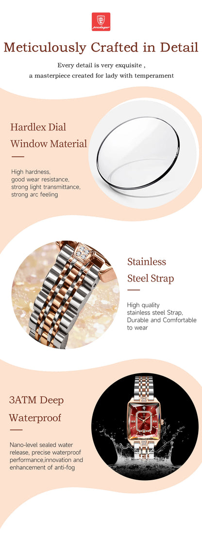 POEDAGAR Luxury Rectangle Watch For Woman Waterproof Calendar Simple Ladies Watch Fashion Stainless Steel Quartz Women's Watches