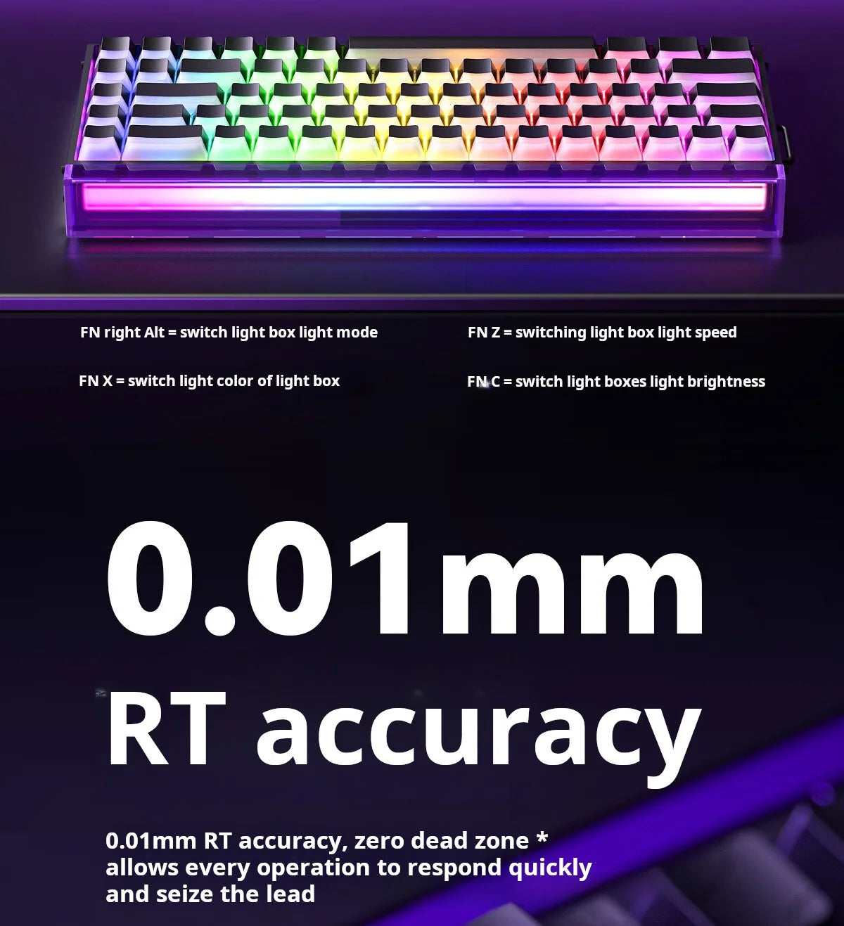 Teclado mecánico gaming AULA HERO 68 HE con eje magnético RT, cable, iluminación RGB, tasa de sondeo 8K y grabado lateral