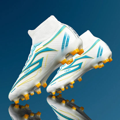 AG/FG Long Studs Soccer Shoes, PU Fabric Mixed Upper, TPU Sole Wear-Resistant Anti-Slip, Men Women Kids Youth Outdoor Sports