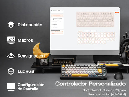 Layout ISO-ES EPOMAKER X AJAZZ AK820 PRO 75% spagnolo, tastiera meccanica cablata/2.4GHz/BT con schermo e manopola per PC/Mac