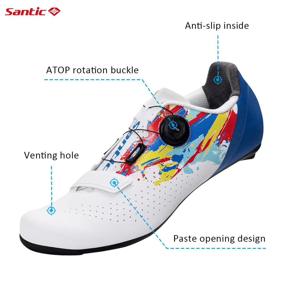Santic men's cycling shoes 2025 new glass fiber nylon sole outdoor pro road racing shoes auto-lock road riding bicycle sneakers