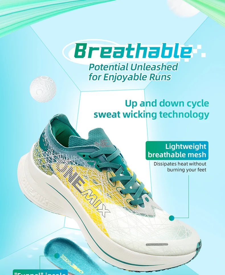 ONEMIX Carbon Fiber Plate Running Shoes Traction Shock Absorption Professional Marathon PB Racing Sports Trainers