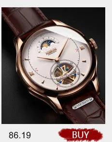 Reloj de lujo suizo LOBINNI para hombre, mecánico automático con calendario perpetuo, cristal de zafiro y multifunción L13019-8