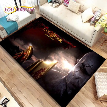 God of War Game Gamers Kratos  Area Rug,Carpet Rug for Living Room Bedroom Sofa Doormat Decoration, Kids Play Non-slip Floor Mat