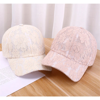 Baseballkappen für Damen im Prinzessinnen-Stil mit Spitzenstickerei und Blumenmuster aus Netzstoff für Frühling und Sommer – atmungsaktive Snapback-Kappen für junge Damen BQ091