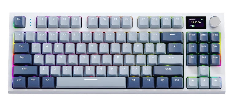 Tastiera meccanica ATTACK SHARK K86 con manopola in metallo, schermo smart TFT a colori, layout a 87 tasti, illuminazione RGB e connessione tri-mode