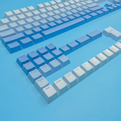 Keycap RGB gamer retroilluminati a gradiente per tastiera meccanica con switch MX, profilo OEM, PBT bianco e blu, layout ISO, tasti fai da te