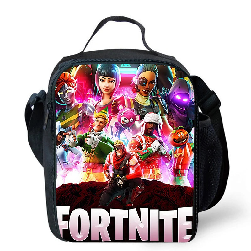 Cute Cartoon Lunch Bag Insulated Thermal Food Container Leakproof Reusable Fortnite Lunch Cooler Bag for Kids Students