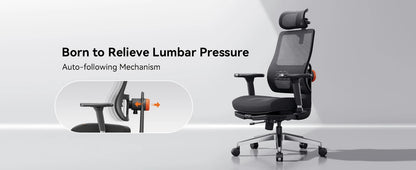 NEWTRAL MAGICH-BPRO Ergonomic Chair with Footrest, Auto-Following Backrest Headrest Office Chair, Adaptive Lower Back Support