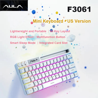 AULA F3061 Mechanical Touch Feel Keyboard 61 Keys Wired Mini Keyboard RGB Backlight Keyboard Desktop Laptop Game Keyboard
