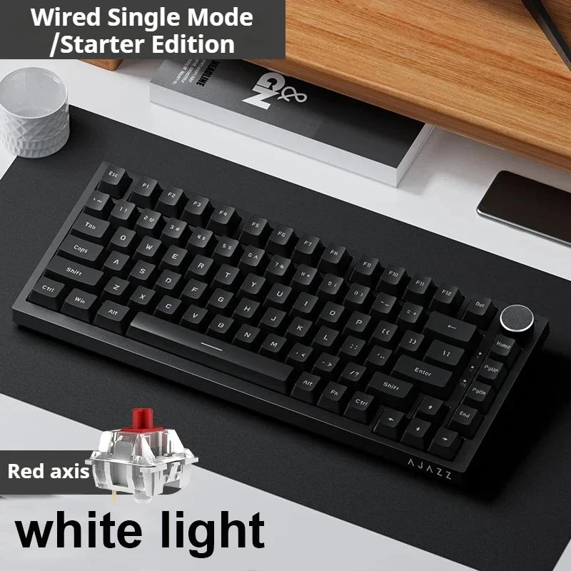 Ajazz AK820 Professional Mechanical Keyboard TFT Screen Multifunctional Knob Game Keyboard 3 Mode Hot Plug RGB Pad Office Gift