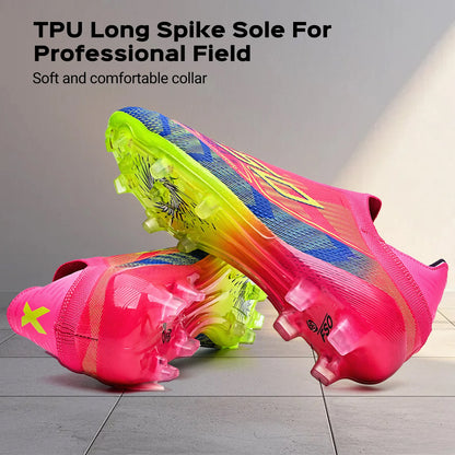 Anti-Slip AG/FG Soccer Boots, TPU Shock Absorption Sole, Durable PU Fabric Upper, Teen Boys and Girls Professional Field Sneakers