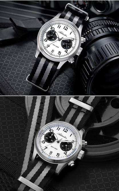 Relógio Masculino ADDIESDIVE 2025 New Panda Eye Retro Luxo VK64 Quartz, Cronógrafo Desportivo, 100M Impermeável, Luminoso