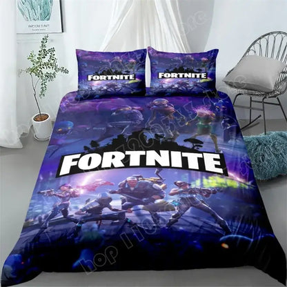 Fortnite Bedding Set 3pcs 3D Printed Bedroom Bed Linens Game Cartoon Decorative Bedding Duvet Cover Pillowcase Birthday Gift