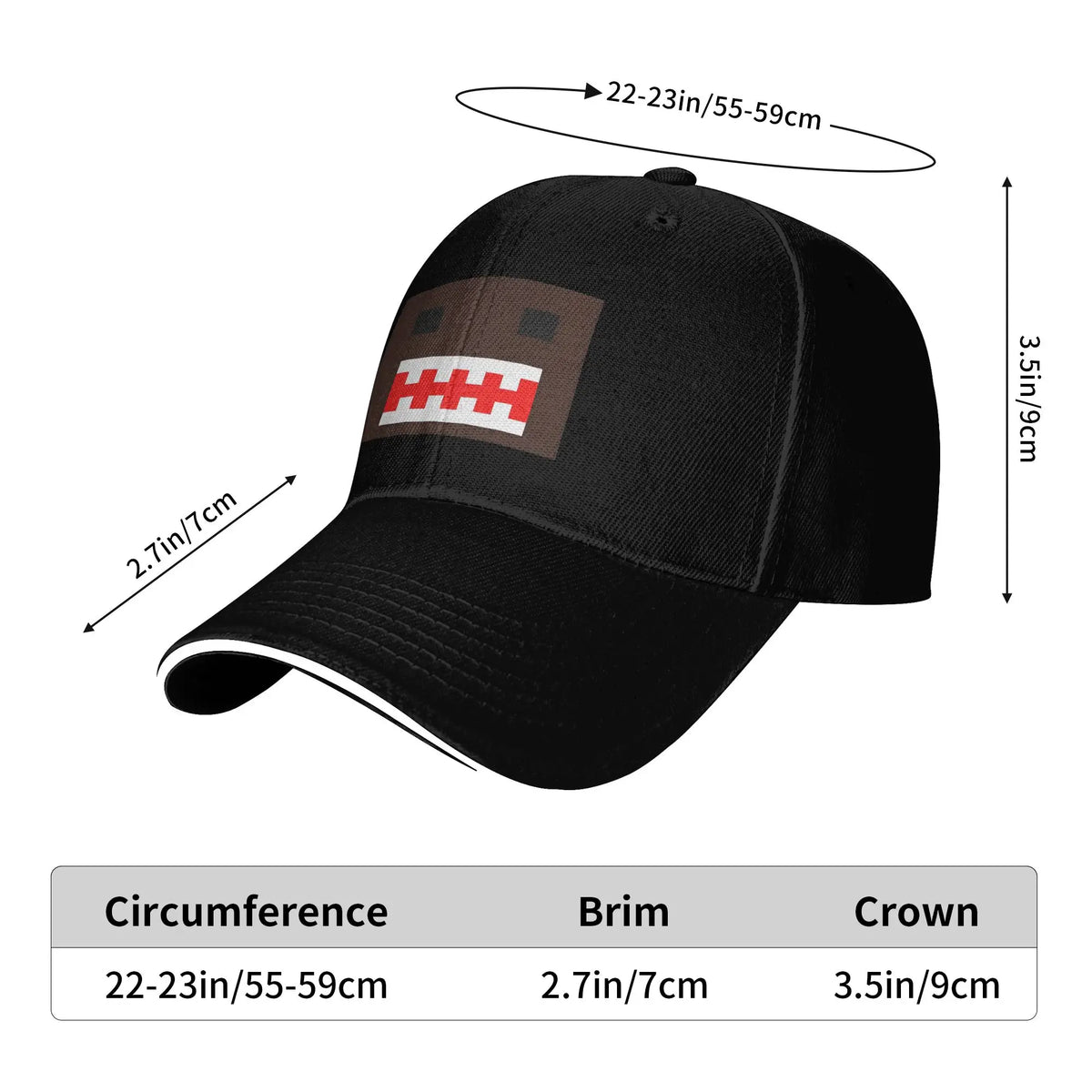 Cappellino PIXEL Domo Kun con volto da bambola, modello Sandwich, per uomo e donna, stile hip-hop e baseball, carino e divertente, regolabile, adatto alla pesca e a tutte le stagioni