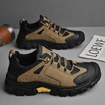 HIKEUP Comfortable Men Trekking Sneakers Male Shoes Waterproof Rubber Sole High Quality Hiking Shoes Wear-Resistant Non-Slip