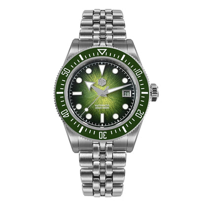 Orologio subacqueo di lusso da uomo San Martin 40mm, Miyota 9015, quadrante smaltato sunburst, automatico meccanico, impermeabile 200m, SN0148
