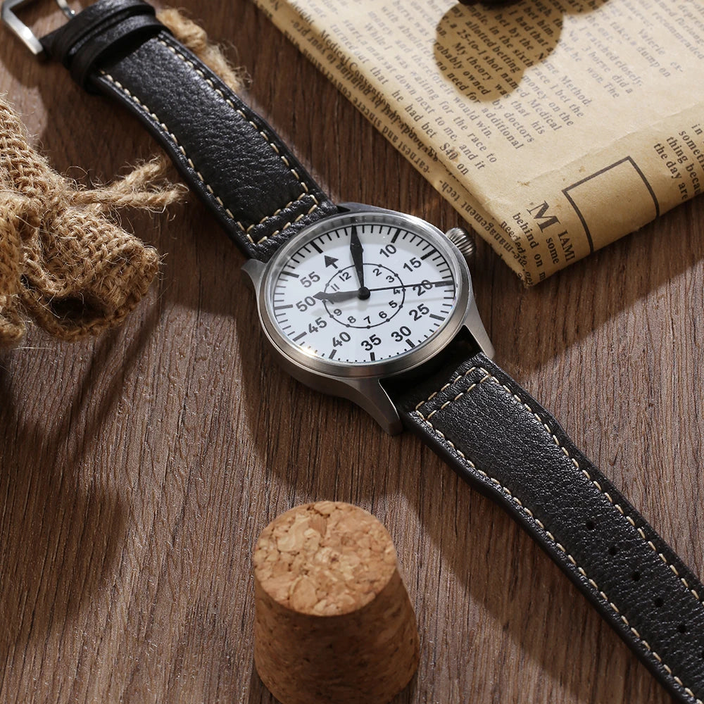 【Escapement Time】Relógio de Piloto com Movimento Automático, Mostrador Preto Tipo-B ou Tipo-A, Caixa de 40mm e Resistência à Água 100M
