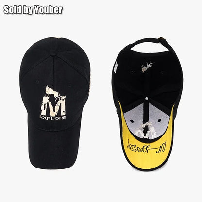M letter Wolf Totem Embroidery Cotton Adjustable Hard Top Baseball Cap Sun Hat Trucker Caps Dad Hats
