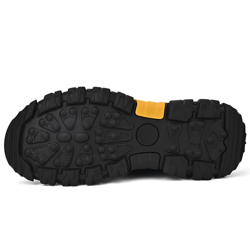 HIKEUP Comfortable Men Trekking Sneakers Male Shoes Waterproof Rubber Sole High Quality Hiking Shoes Wear-Resistant Non-Slip