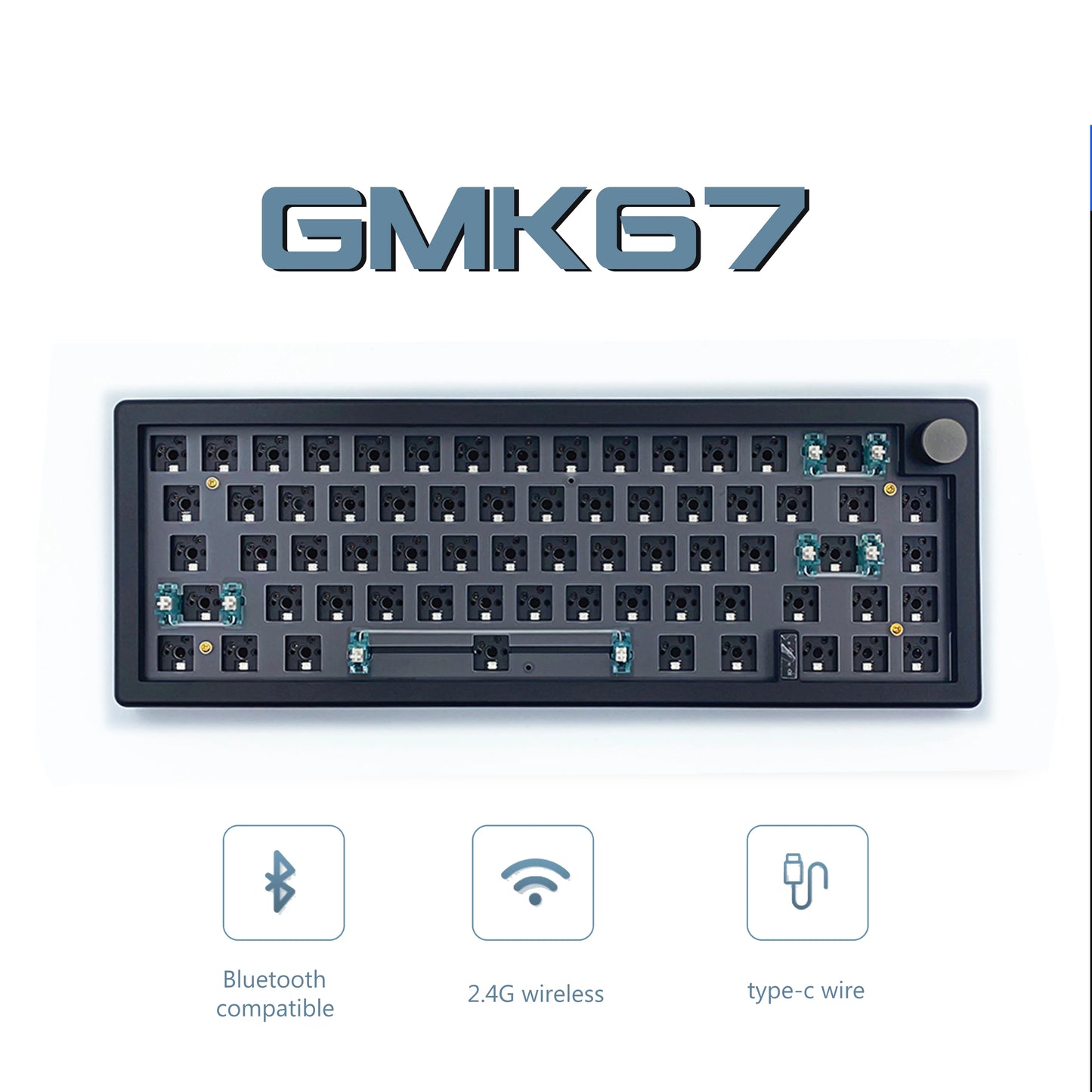 GMK67 Kit de teclado mecánico Bluetooth 5.0/2.4G inalámbrico/con cable con montaje gasket para gaming, kit de teclado personalizable