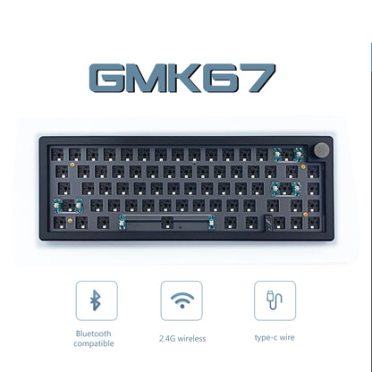 GMK67 Kit de teclado mecánico Bluetooth 5.0/2.4G inalámbrico/con cable con montaje gasket para gaming, kit de teclado personalizable