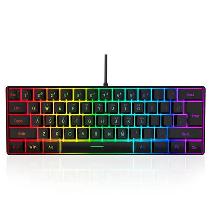 60% wired gaming keyboard, RGB backlight ultra compact mini keyboard, waterproof small compact 61 key keyboard for PC/Mac gamers