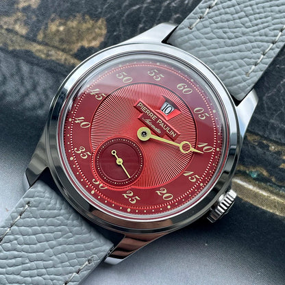 NEW Pierre Paulin Jumping Hour Men's Watch Automatic ST17 Mechanical Watch Steel Purple Vintage Date Window 38mm Metal