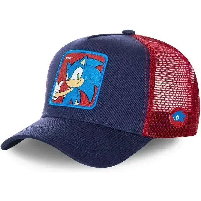 Sonics Baseball Caps Summer Cartoon Breathable Mesh Trucker Sun Hat for Adjustable Hip-Hop Hat