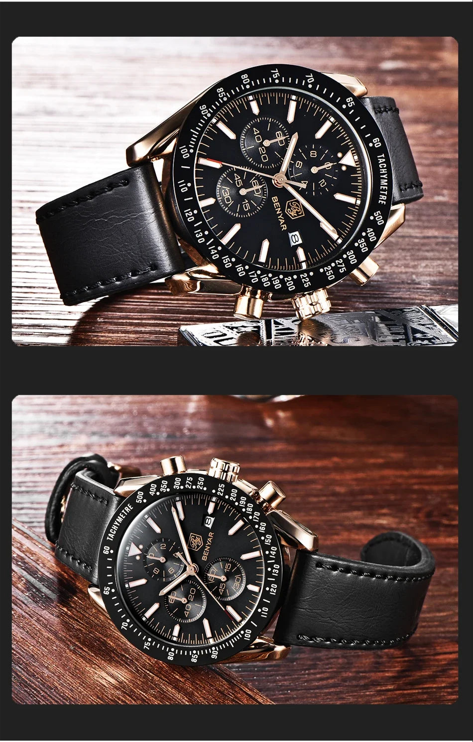 Reloj para hombre BENYAR 5140, reloj deportivo informal, reloj de cuarzo de lujo resistente al agua, cronógrafo militar de marca de alta gama.