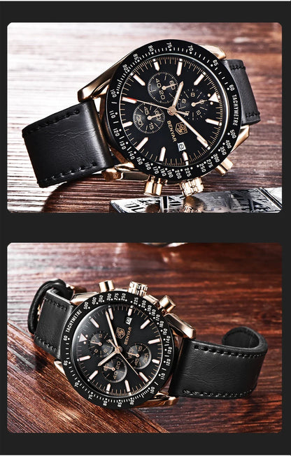 Reloj para hombre BENYAR 5140, reloj deportivo informal, reloj de cuarzo de lujo resistente al agua, cronógrafo militar de marca de alta gama.