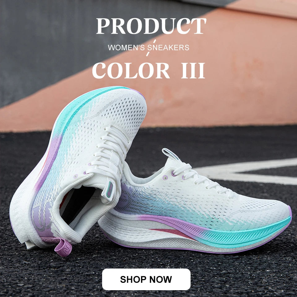 Baasploa Women Professional Running Shoes Outdoor Carbon Plate Non Slip Sports Shoes Female Casual Breathable Jogging Sneakers