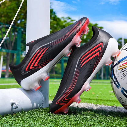 Chaussures de football pour hommes de haute qualité, sans lacets, à enfiler, crampons de football antidérapants pour terrain synthétique TF/FG, chaussures d'entraînement, Chuteira Campo F50