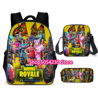 Mochila Fortnited de 3 piezas para niños Victory Game, 16 pulgadas, resistente al agua, mochila preescolar moderna, mochilas escolares para primaria