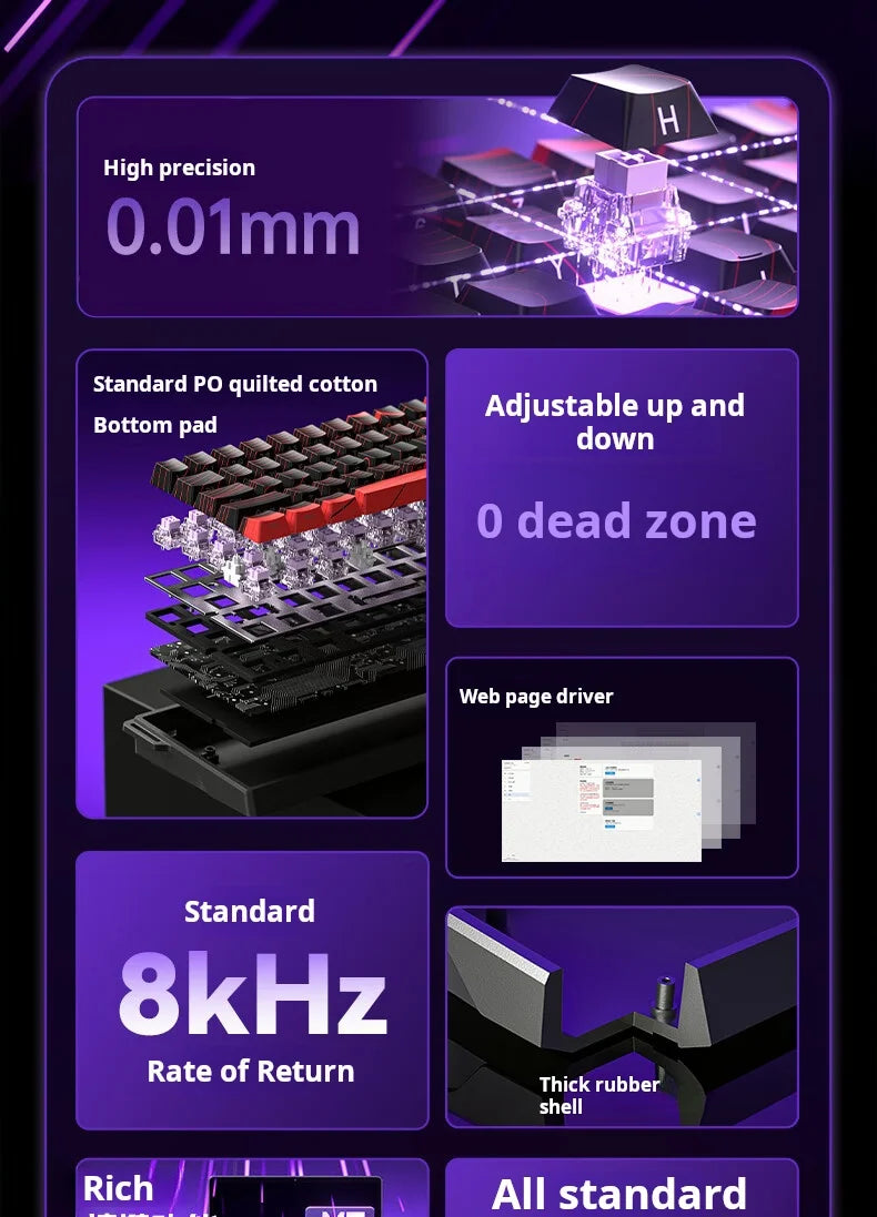 Teclado AULA WIN 68 HE con ejes magnéticos RT, teclado mecánico gaming con cable, tasa de sondeo 8K, teclas totalmente intercambiables en caliente