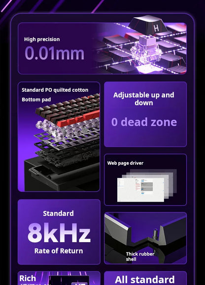 Teclado AULA WIN 68 HE con ejes magnéticos RT, teclado mecánico gaming con cable, tasa de sondeo 8K, teclas totalmente intercambiables en caliente