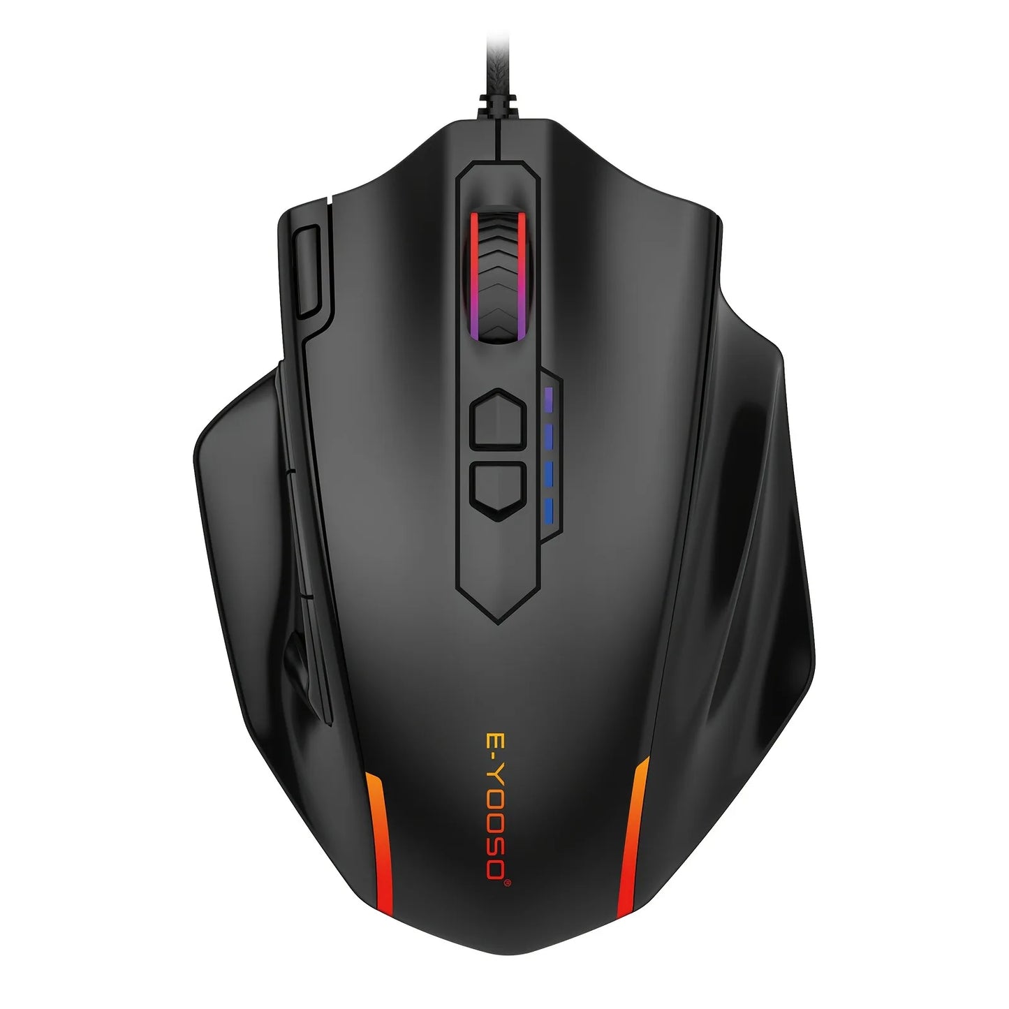 Ratón con cable E-YOOSO X-41PRO, ratón gaming grande con retroiluminación RGB, 11 botones laterales programables, compatible con ordenador, PC, portátil y Mac