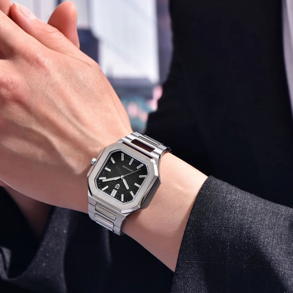 PAGANI DESIGN New V2 Orologio da uomo quadrato al quarzo, marchio di lusso premium, sportivo, impermeabile, in zaffiro e acciaio inossidabile