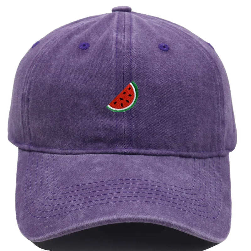 Printed Watermelon Baseball Cap Men's Washed Soft Top Retro Dad Hats Women's Casual Versatile Fashion Trend Duck Tongue Caps