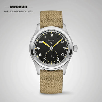 Classic Retro Arrow Pilot Watch Male Mens WWII 12 Mechanical Satch Manual Hand Wind Luminous Stain Steel Merkur 38mm Case