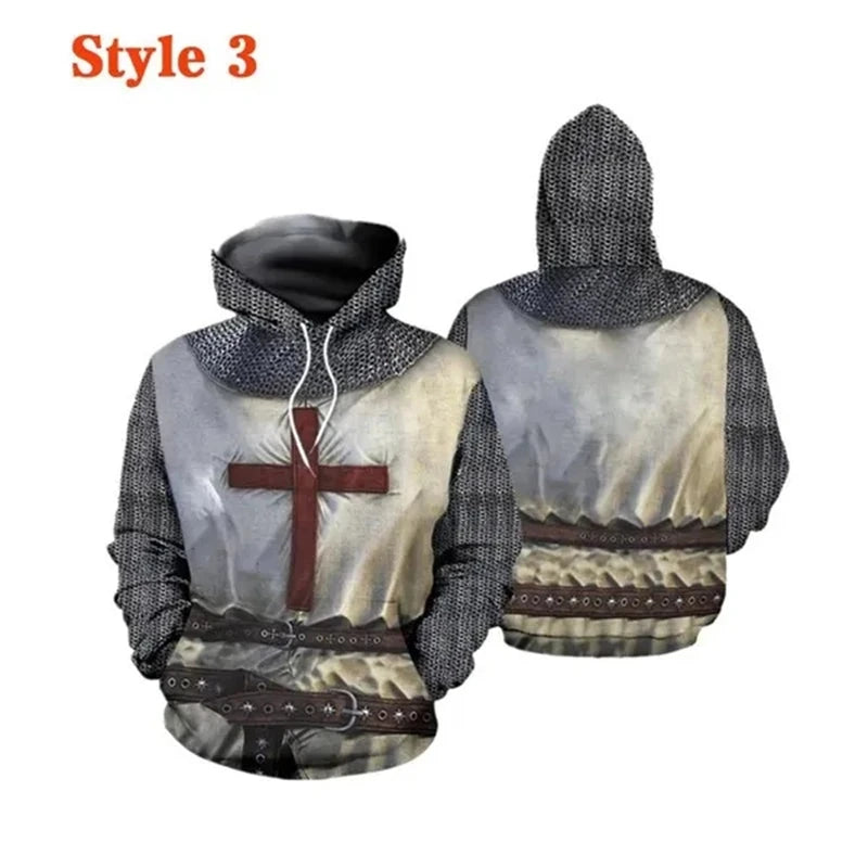Knight Templar Men's Hoodie Sweatshirt 3D Printed Men Women Casual Hooded Sweatshirts Pullover Hip Hop Harajuku Streetwear Tops