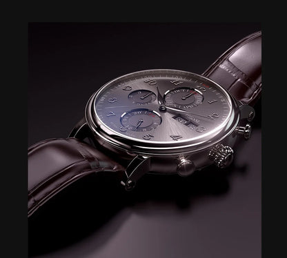 Reloj de lujo suizo LOBINNI para hombre, mecánico automático con calendario perpetuo, cristal de zafiro y multifunción L13019-8