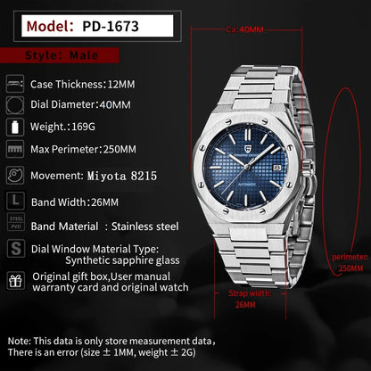 PAGANI DESIGN 2026 Top Brand Men Watch 8215 Military Sports Automatic Mechanical Watches Waterproof Stainless Steel reloj hombre