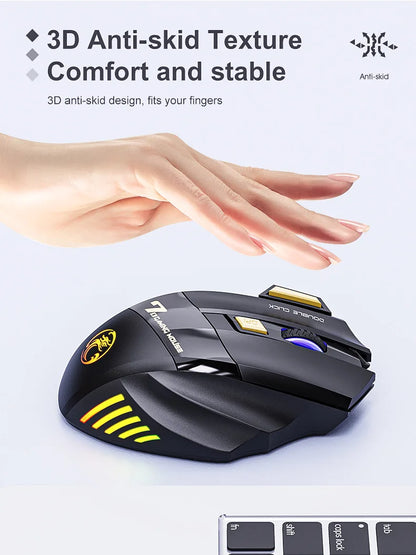 Mouse gaming wireless USB IMICE GW-X7 3200DPI dual mode ricaricabile, 7 tasti, 2.4Ghz, silenzioso, Bluetooth, LED breathing a 7 colori