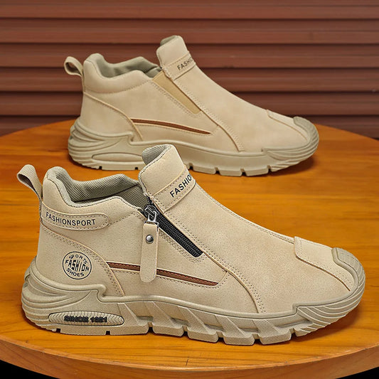 Moda casual desportiva masculina para caminhadas ao ar livre, tendência urbana e confortável